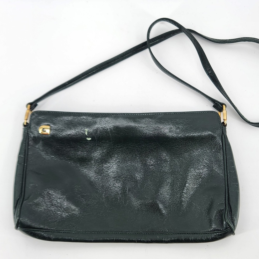 Vintage Ganson Crossbody Bag‎ Green Faux Leather Hong Kong Small Purse